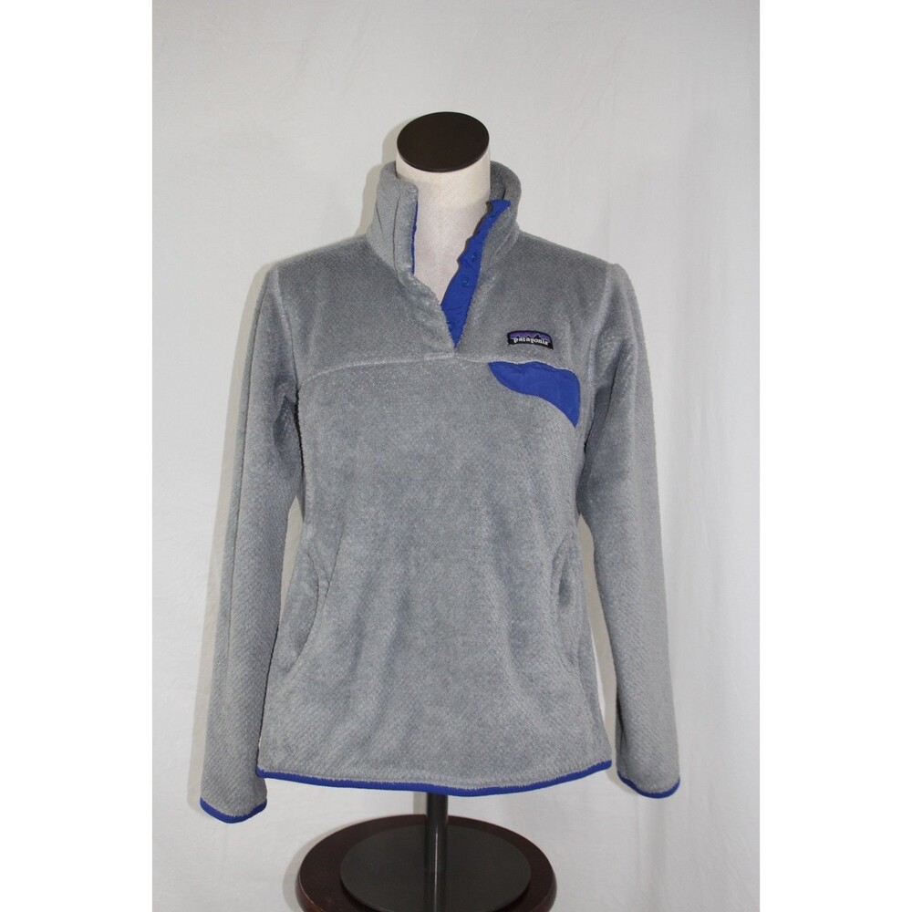 Patagonia Gray Blue Pocket Snap-T Fleece Pullover Sweater Women's Medium Outdoor
